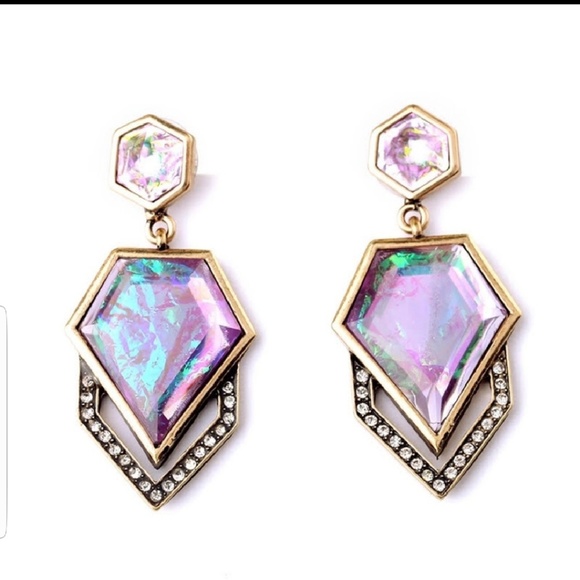 Purple w/Turquoise Accent Dangle Earrings - Picture 2 of 3